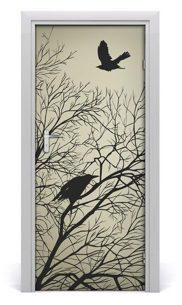 Samolepiace fototapety na dvere Vrany na strome 85x205 cm