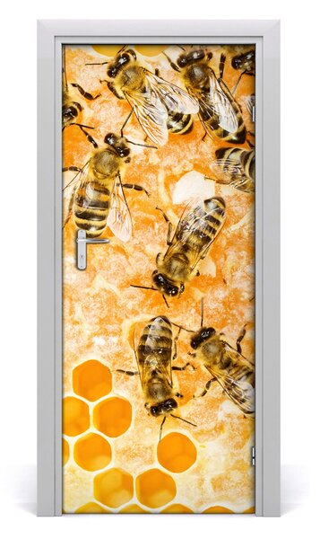 Samolepiace fototapety na dvere pracujúci včely 85x205 cm