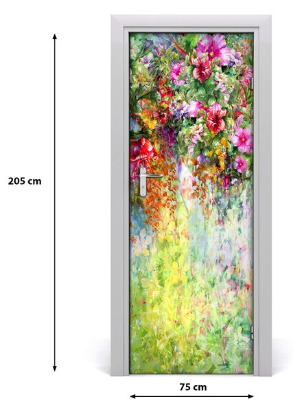 Fototapeta na dvere farebné kvety 75x205 cm