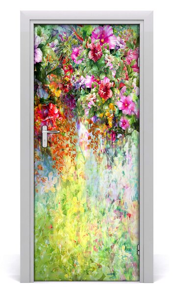Fototapeta na dvere farebné kvety 85x205 cm