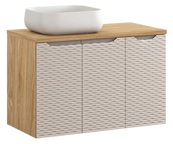 Comad Kúpeľňová skrinka Ocean Beige s doskou a umývadlom 90 cm béžová/dub olejovaný