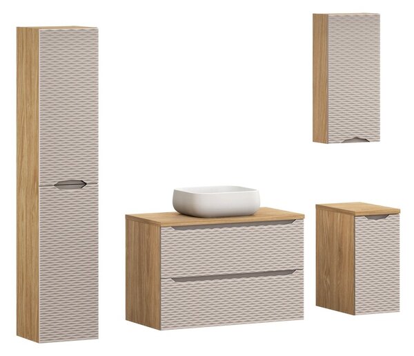 Comad Kúpeľňová skrinka Ocean Beige II s doskou a umývadlom 90 cm béžová/dub olejovaný