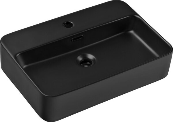Comad Závesná skrinka Luxor Black Trust s doskou a umývadlom 120 cm čierna/dub olejovaný