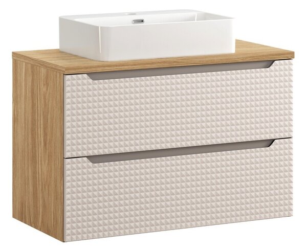 Comad Kúpeľňová skrinka Ocean Beige II s doskou a umývadlom 90 cm béžová/dub olejovaný