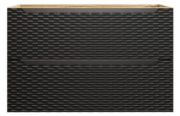 Comad Závesná skrinka Ocean Sky so zápustným umývadlom 120 cm čierna/dub olejovaný