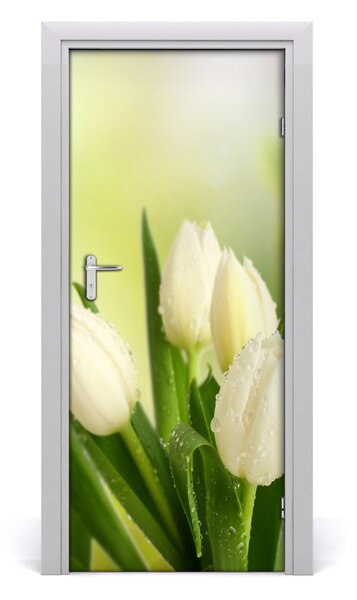 Fototapeta na dvere biele tulipány 85x205 cm