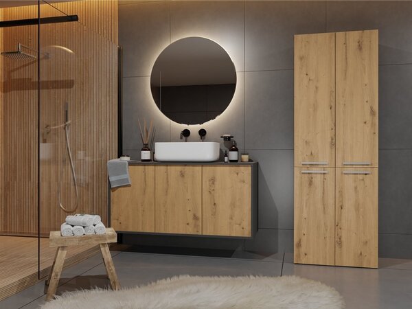 TP Living Kúpeľňová skrinka s košom na bielizeň NEL ART I antracit/dub artisan