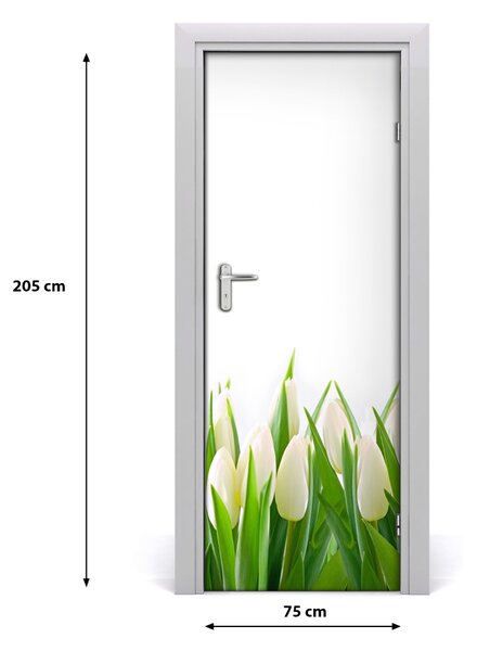 Fototapeta na dvere biele tulipány 75x205 cm