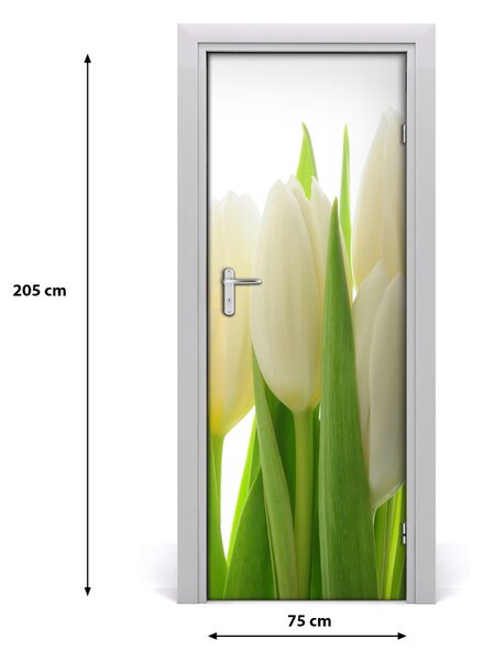 Fototapeta na dvere biele tulipány 75x205 cm