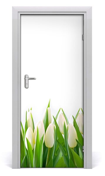 Fototapeta na dvere biele tulipány 85x205 cm