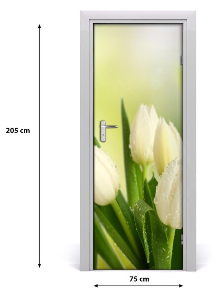 Fototapeta na dvere biele tulipány 75x205 cm