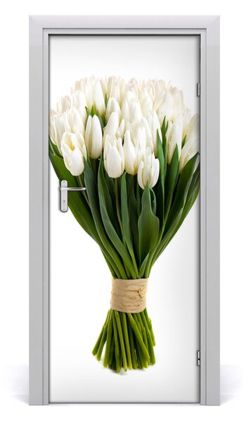 Fototapeta na dvere biele tulipány 85x205 cm