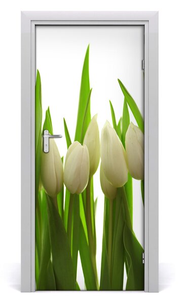 Fototapeta na dvere biele tulipány 85x205 cm
