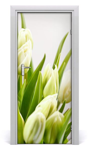 Fototapeta na dvere biele tulipány 85x205 cm