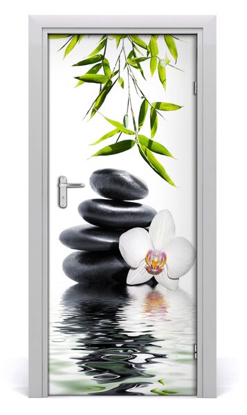 Fototapeta samolepiace Orchidea a kamene 85x205 cm