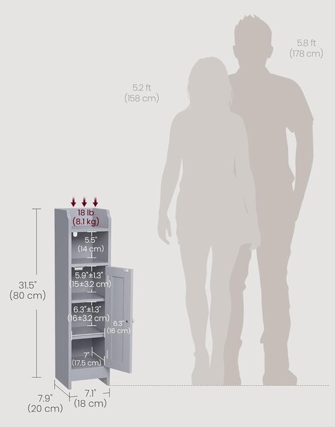 SONGMICS Kúpeľňová skrinka Vasagle Teisa sivá