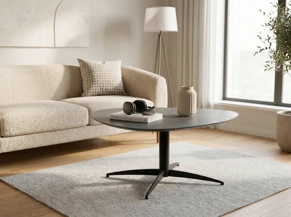 KONFERENČNÝ STOLÍK, sivá, čierna, kov, kameň, 75/75/40 cm Xora - Stolíky do obývačky, Online Only