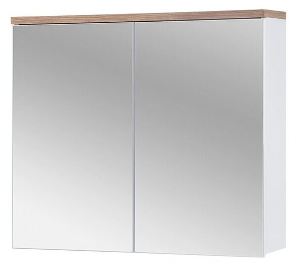 Comad Kúpeľňová zostava Bali 80 cm so zápustným umývadlom, skrinkami a zrkadlom dub wotan/biela