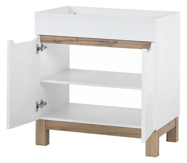 Comad Kúpeľňová zostava Bali 80 cm so zápustným umývadlom, skrinkami a zrkadlom dub wotan/biela