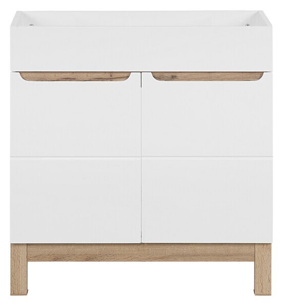 Comad Kúpeľňová zostava Bali 80 cm so zápustným umývadlom, skrinkami a zrkadlom dub wotan/biela