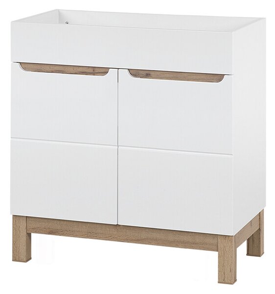 Comad Kúpeľňová zostava Bali 80 cm so zápustným umývadlom, skrinkami a zrkadlom dub wotan/biela