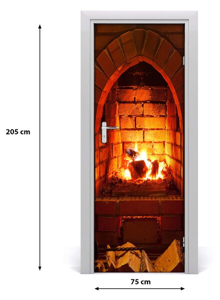 Fototapeta na dvere oheň v krbe 75x205 cm