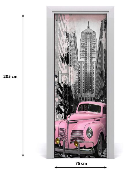 Fototapeta samolepiace na dvere ružové auto 75x205 cm