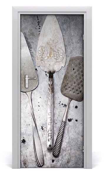 Fototapeta samolepiace na dvere kovové príbory 85x205 cm