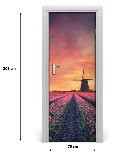Fototapeta samolepiace dvere poľa tulipánov 75x205 cm