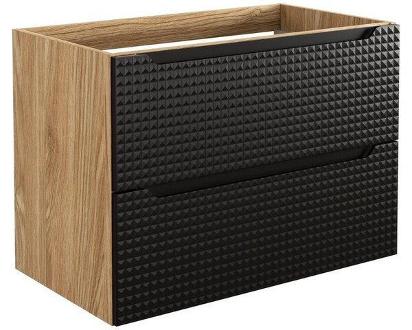 Comad Závesná skrinka pod umývadlo Luxor čierna s doskou 80 cm čierna/dub olejovaný