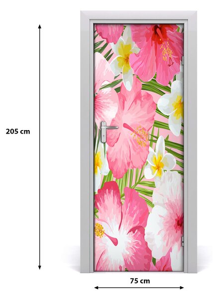 Samolepiace fototapety na dvere tropické kvety 75x205 cm