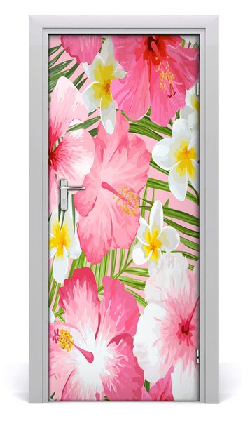 Samolepiace fototapety na dvere tropické kvety 85x205 cm