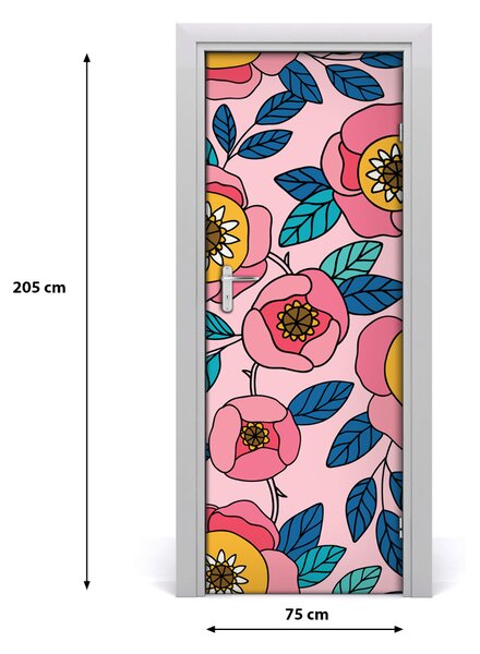 Samolepiace fototapety na dvere farebné kvety 75x205 cm