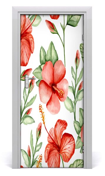 Samolepiace fototapety na dvere tropické kvety 85x205 cm