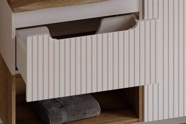 Comad Závesná skrinka pod umývadlo Nova Cashmere s doskou 120 cm kašmírová/dub casella