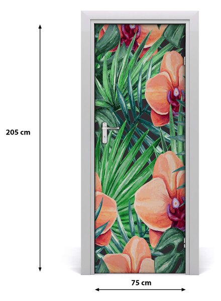 Samolepiace fototapety na dvere Orchidea a palmy 75x205 cm