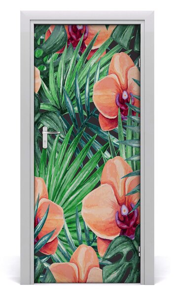 Samolepiace fototapety na dvere Orchidea a palmy 85x205 cm