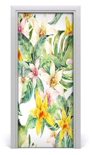 Samolepiace fototapety na dvere tropické kvety 85x205 cm