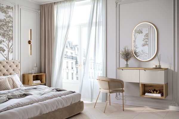 Comad Závesná skrinka Nova Cashmere Sky so zápustným umývadlom 50 cm kašmírová
