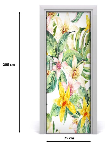 Samolepiace fototapety na dvere tropické kvety 75x205 cm
