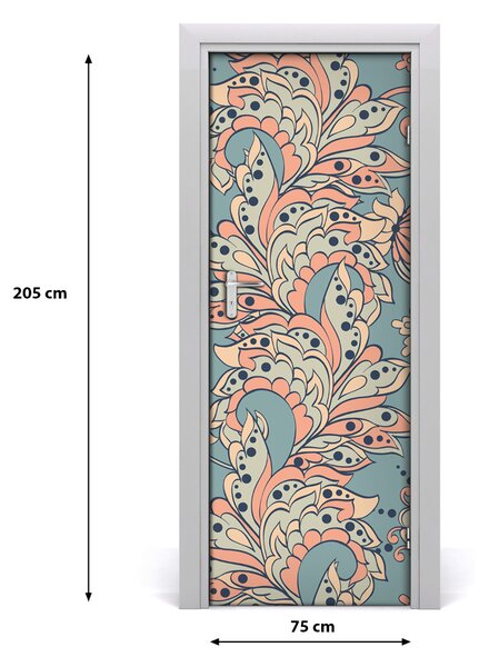 Samolepiace fototapety na dvere etnické kvety 75x205 cm