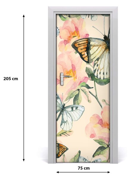 Samolepiace fototapety na dvere ruže i Motýle 75x205 cm