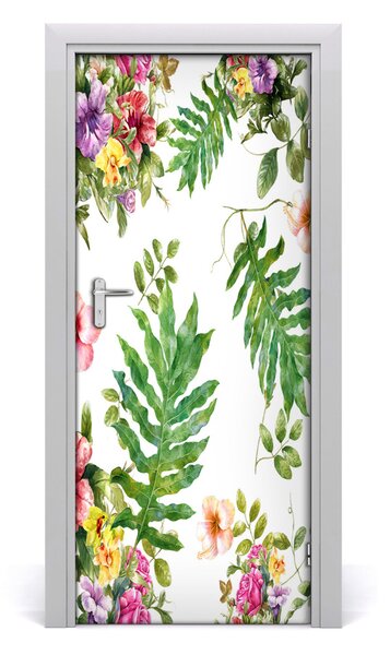 Samolepiace fototapety na dvere tropické kvety 85x205 cm