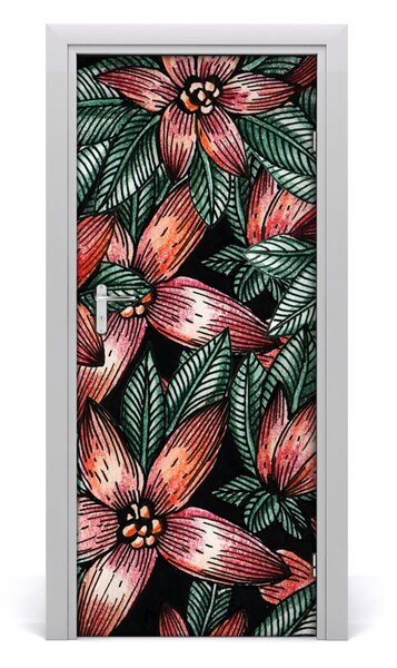 Samolepiace fototapety na dvere tropické kvety 85x205 cm