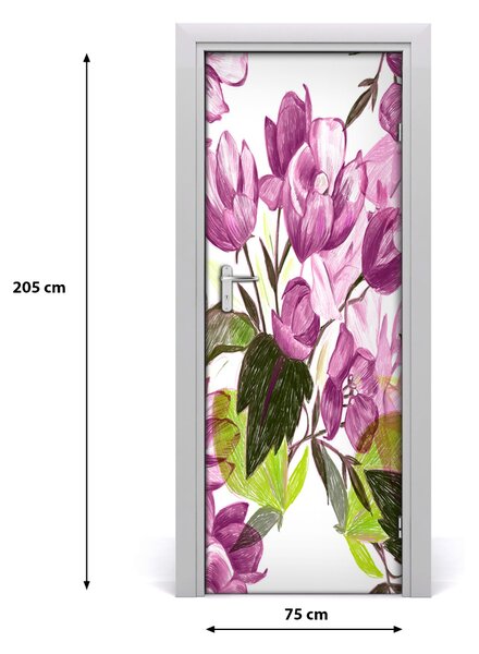 Samolepiace fototapety na dvere fialové kvety 75x205 cm