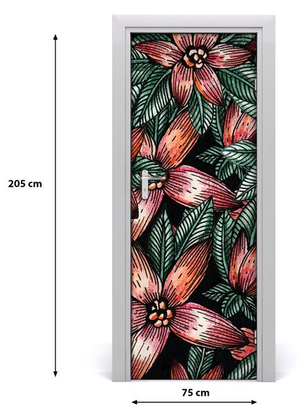 Samolepiace fototapety na dvere tropické kvety 75x205 cm