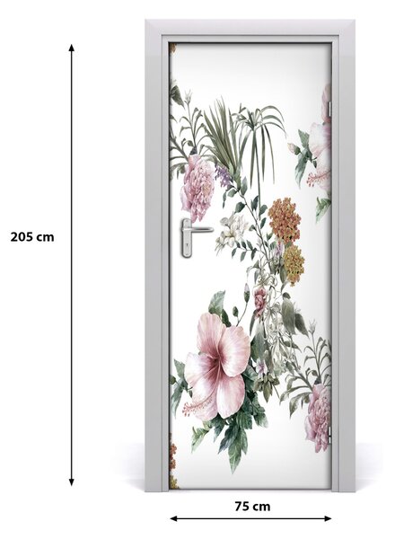Samolepiace fototapety na dvere tropické kvety 75x205 cm