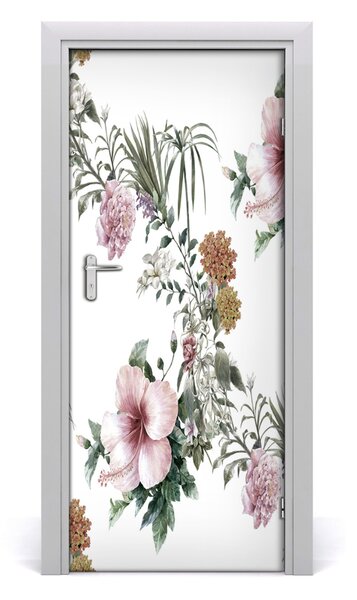 Samolepiace fototapety na dvere tropické kvety 85x205 cm