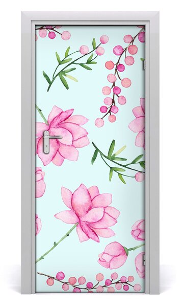 Samolepiace fototapety na dvere kvety a jahody 85x205 cm