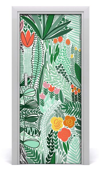 Samolepiace fototapety na dvere tropické kvety 85x205 cm